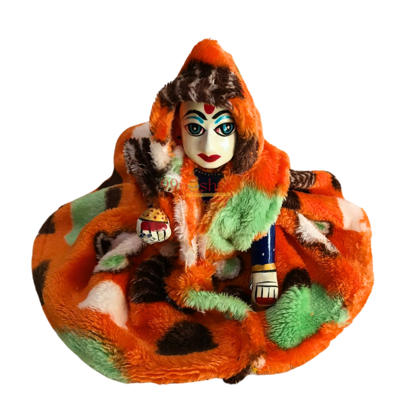 Laddu Gopal Hooded Woolen Dress Blanket Style Wrap – Single Pc – Random Color