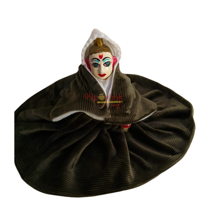 Laddu Gopal Hooded Velvet Dress – Single Pc – Dark Color