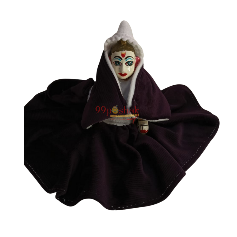 Laddu Gopal Hooded Velvet Dress – Single Pc – Dark Color