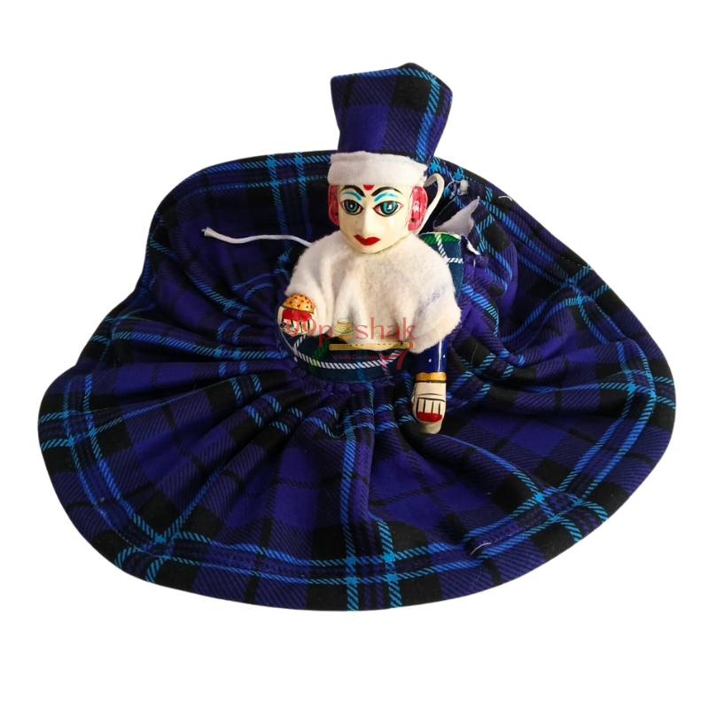 Laddu Gopal Woollen Checked Pattern Dress with Cap - Single Pc- Random Color