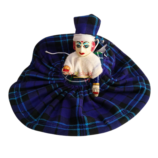 Laddu Gopal Woollen Checked Pattern Dress with Cap - Single Pc- Random Color