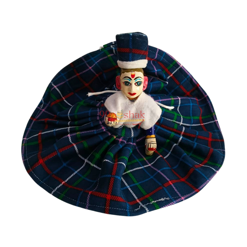 Laddu Gopal Woollen Checked Pattern Dress with Cap - Single Pc- Random Color