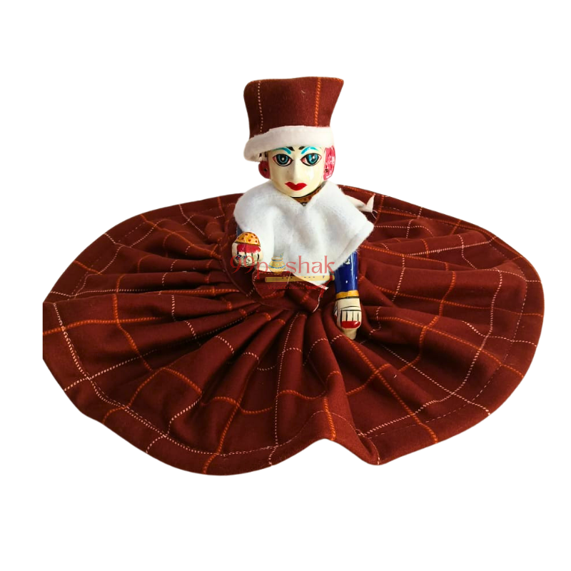 Laddu Gopal Woollen Checked Pattern Dress with Cap - Single Pc- Random Color