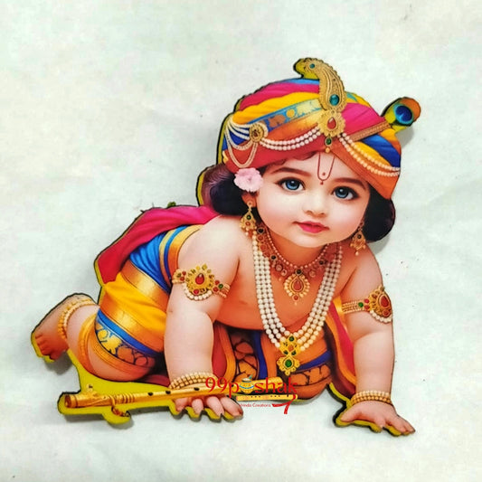 Kanha Bal Roop Premium MDF Wooden Fridge Magnet