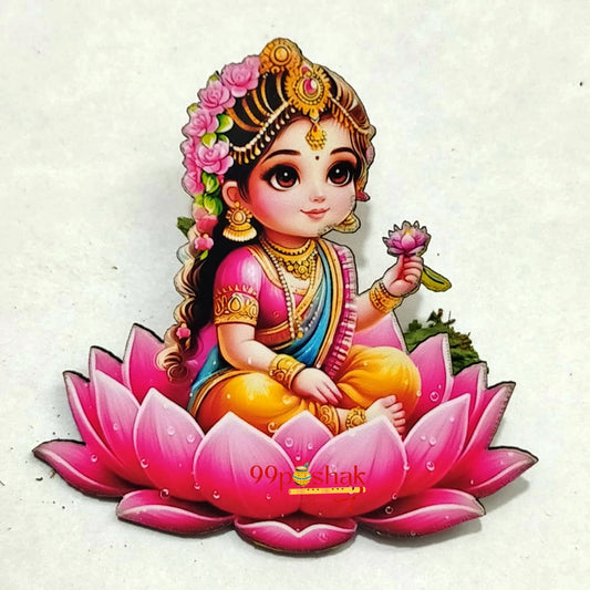 Radha Rani Lotus MDF Wooden Fridge Magnet