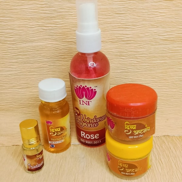 Combo of Abhyang Herbal Gel Divya Perfume Chandan Attar for Laddu Gopal (5 items)