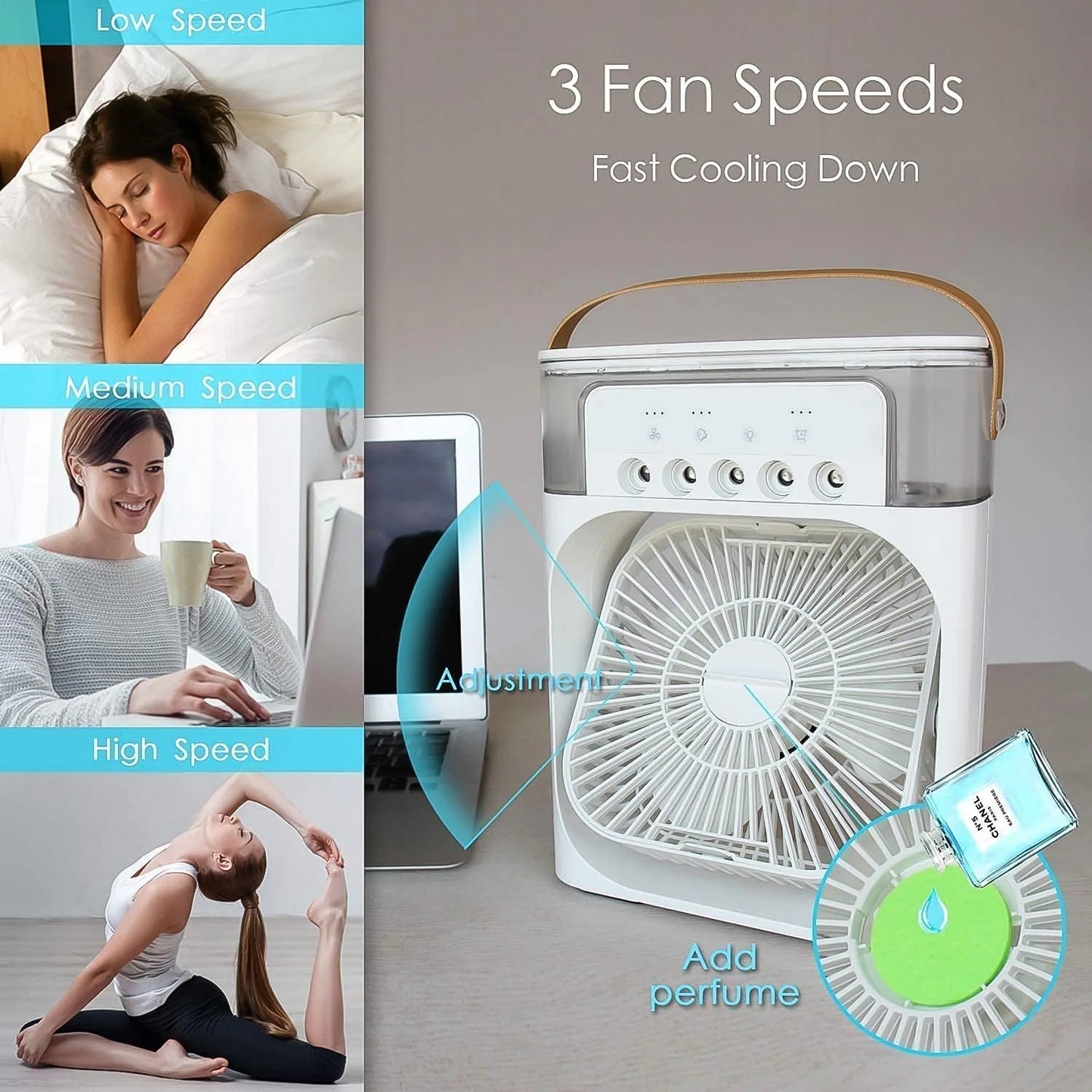 Portable Air Cooler Fan with 7-Color Light – Laddu Gopal Personal AC Fan