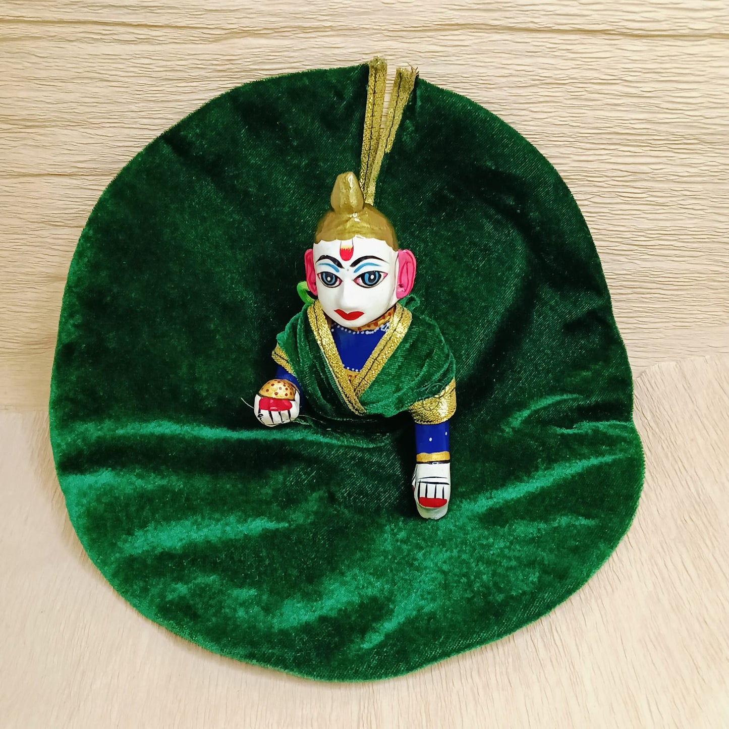 Laddu Gopal Velvet Plain Base - Green